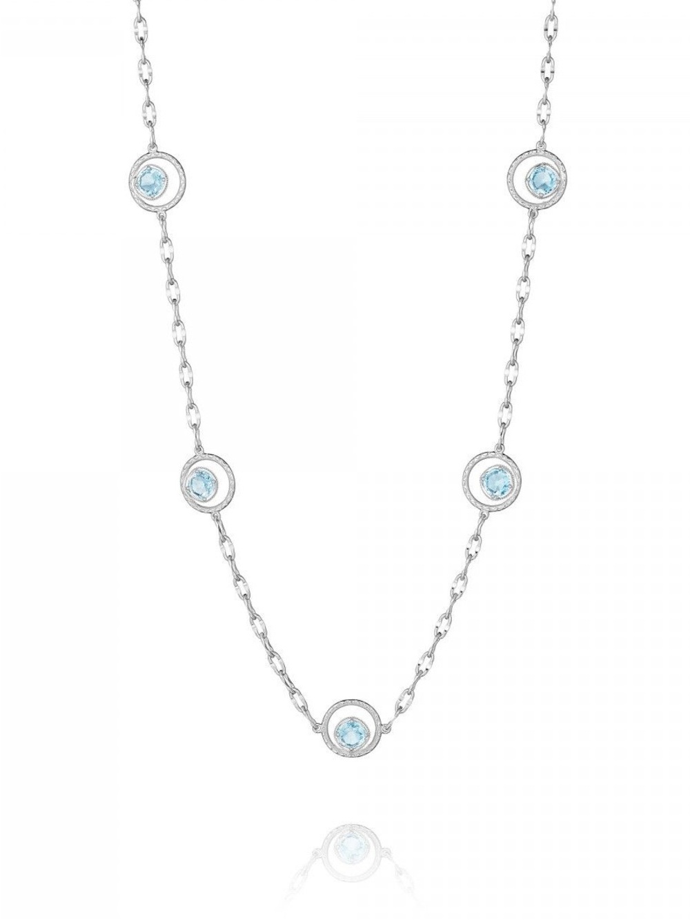 TACORI 18K925 ISLAND RAINS COLLECTION FIVE STONE SKY BLUE TOPAZ CHAIN NECKLACE